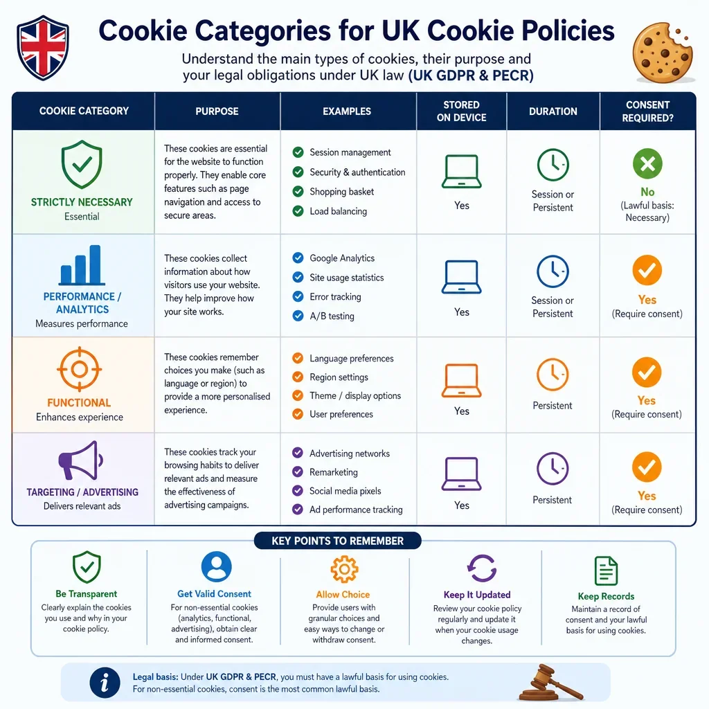 Cookie Categories for UK Cookie Policies