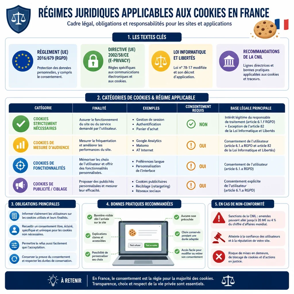 Régimes juridiques applicables aux cookies en France