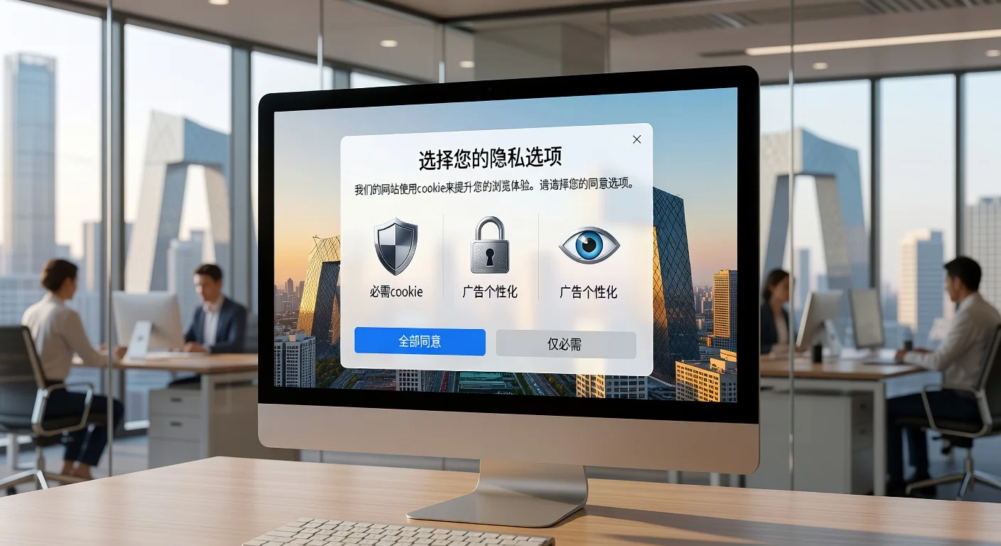Data privacy icons on Chinese web interface