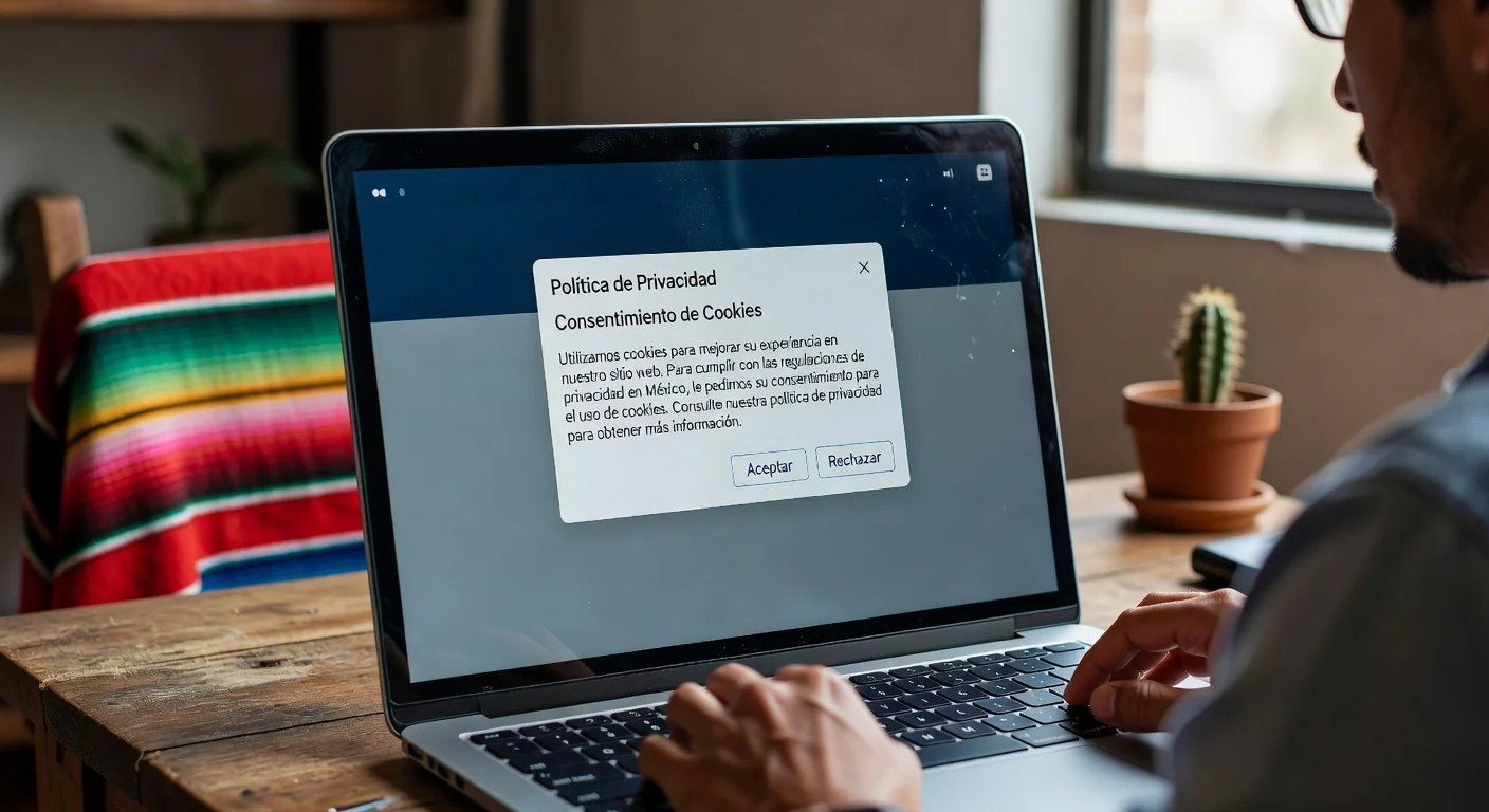 Website cookie consent popup on screen