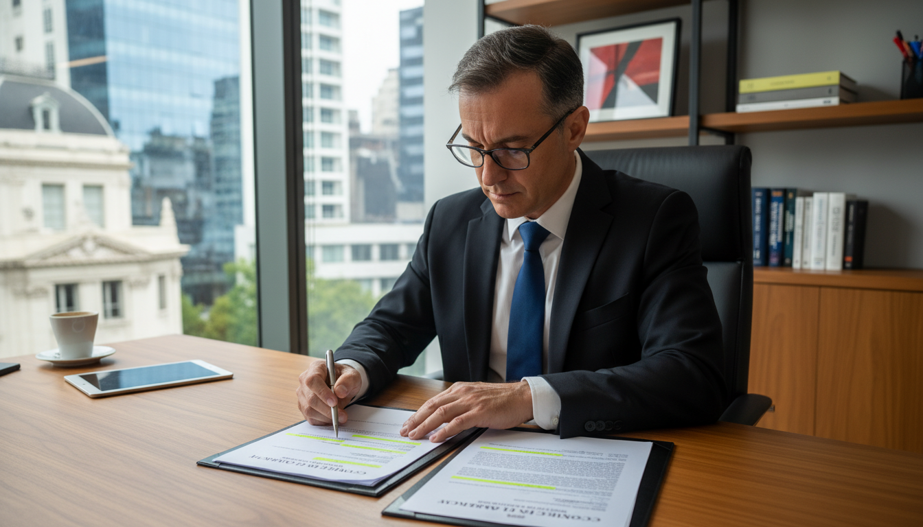 Argentine lawyer reviewing SaaS contract