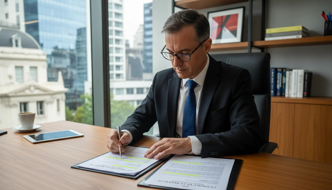 Argentine lawyer reviewing SaaS contract