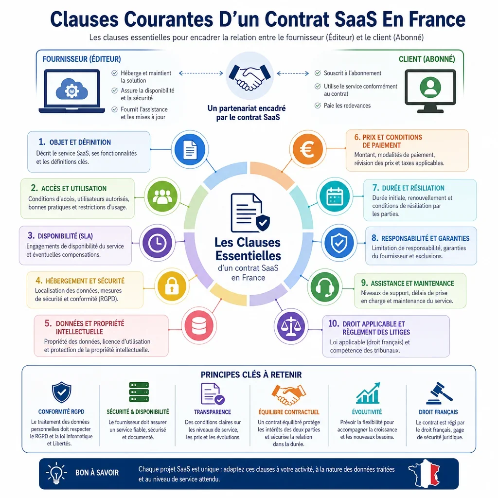 Clauses courantes d’un contrat SaaS