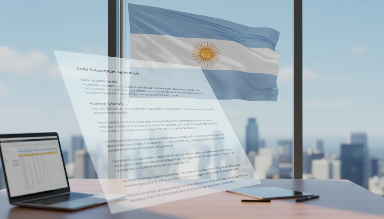 Argentine flag with SaaS contract icon