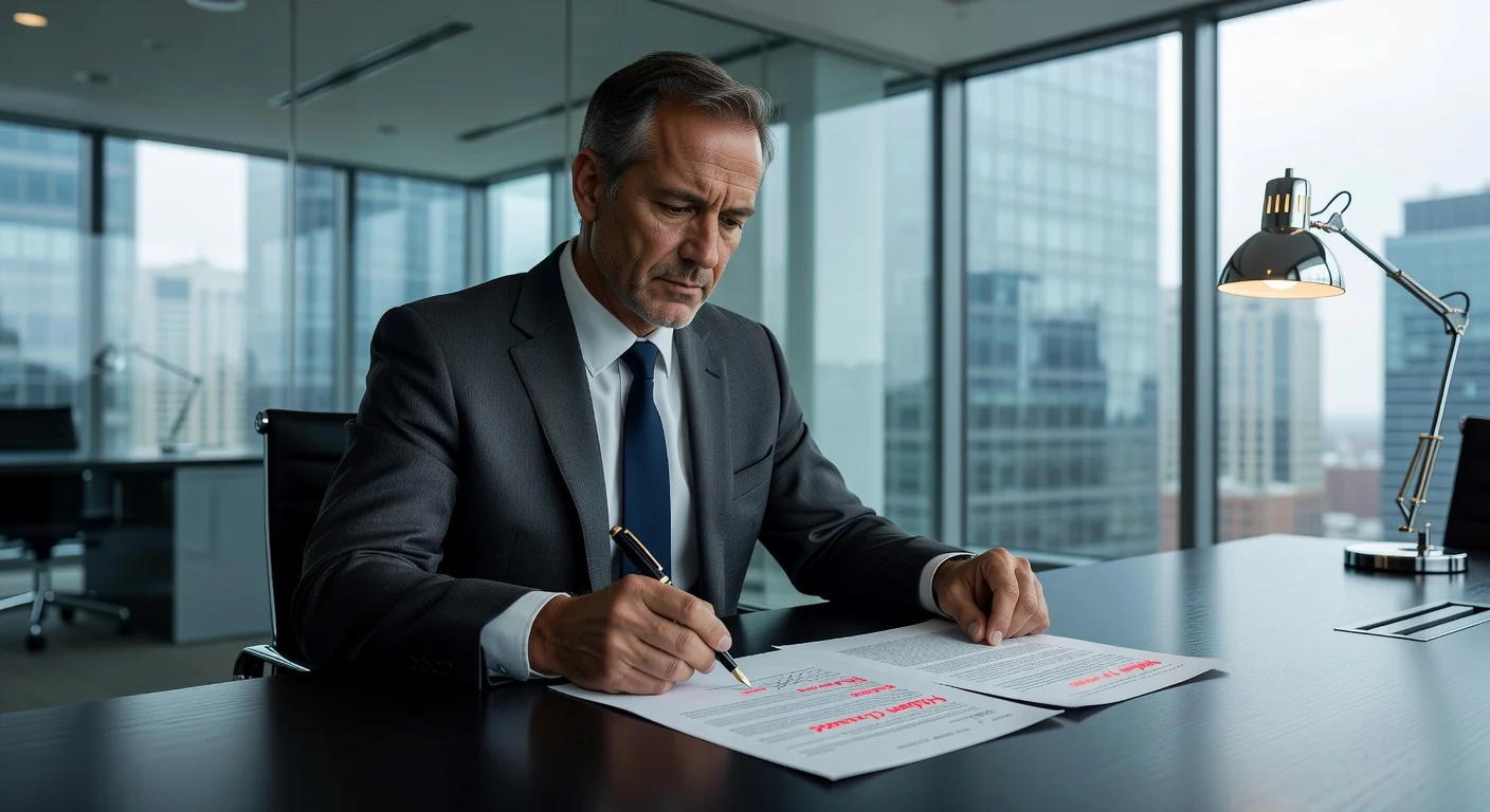 Businessman signing risky contract
