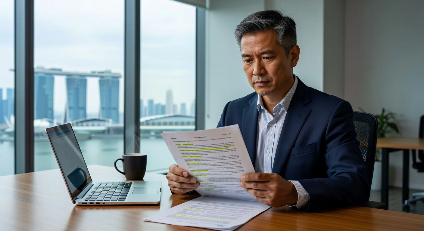 Adult professional reviewing EULA document