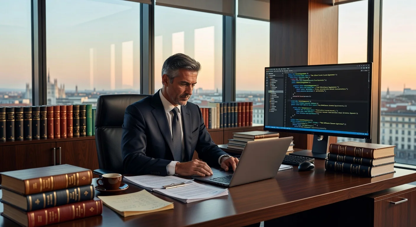 Italian lawyer drafting software license contract.