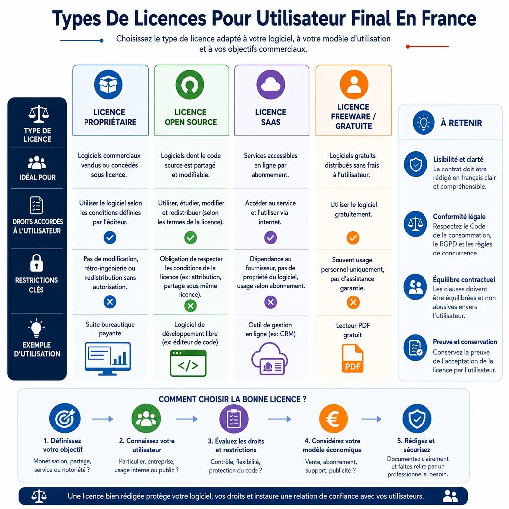 Types de licences pour utilisateur final