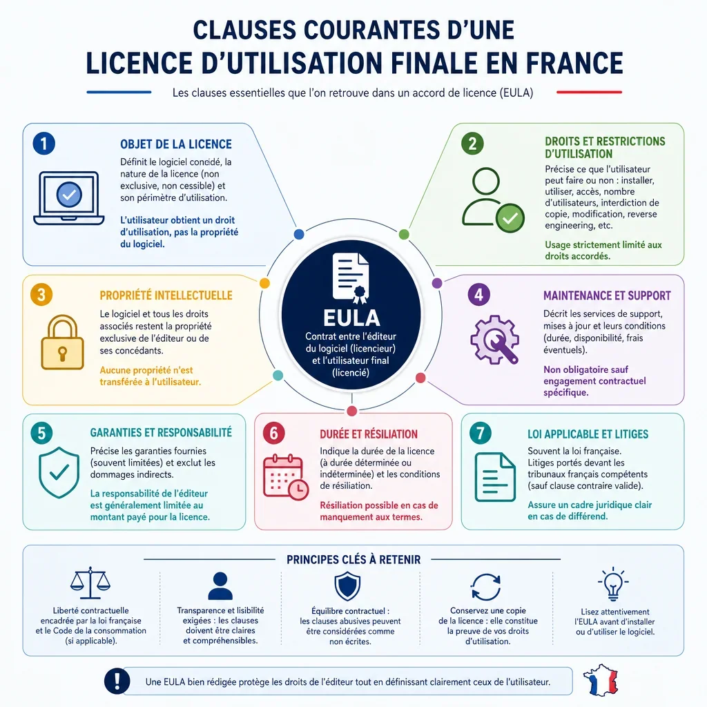 Clauses courantes d’une licence d’utilisation finale