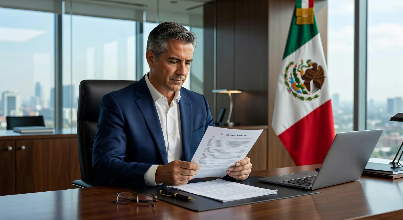 Mexican lawyer reviewing EULA contract