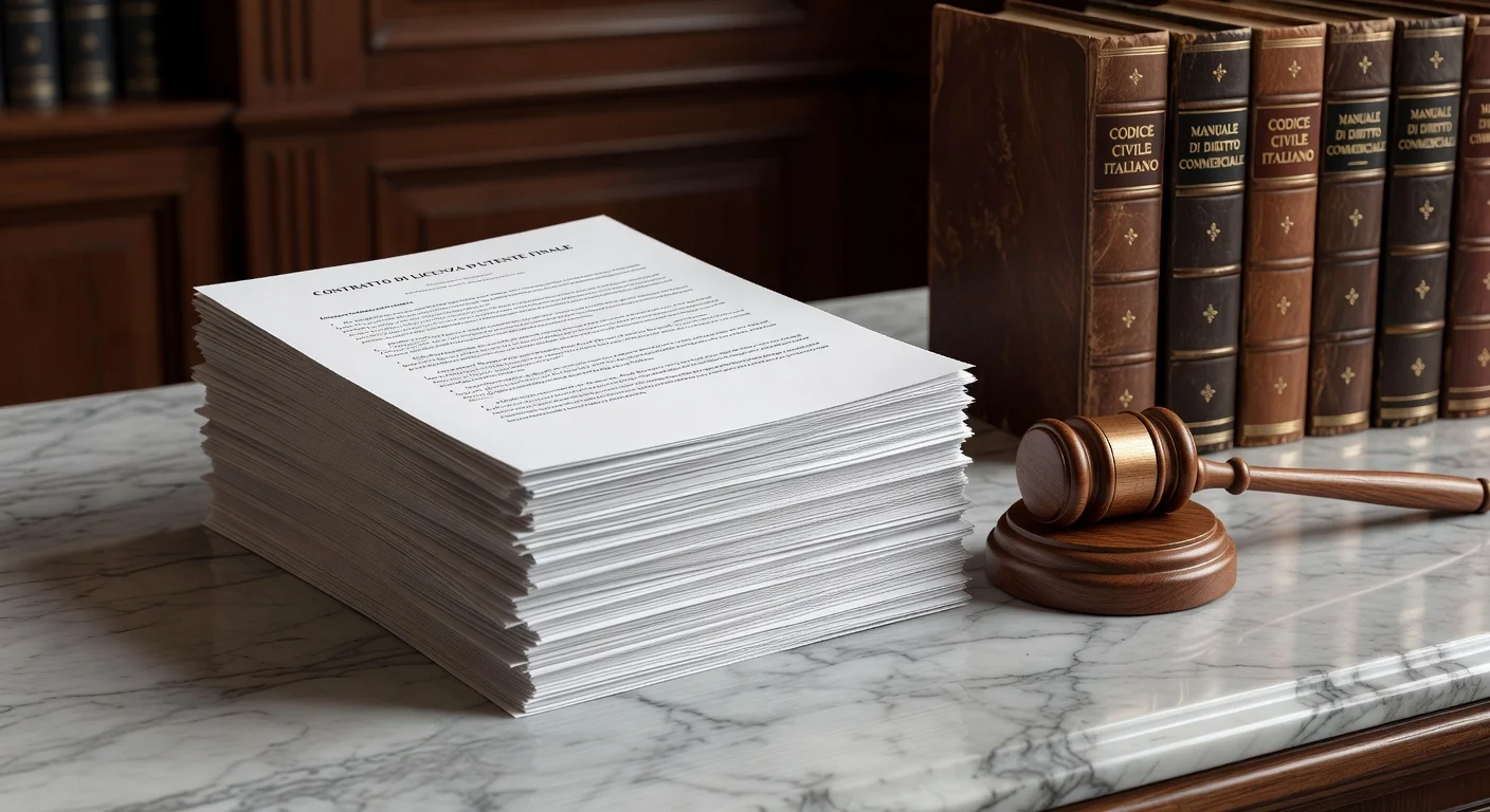 Stack of Italian legal EULA documents