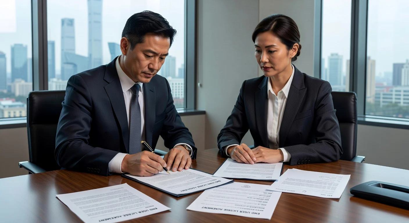 Signing EULA contract in China