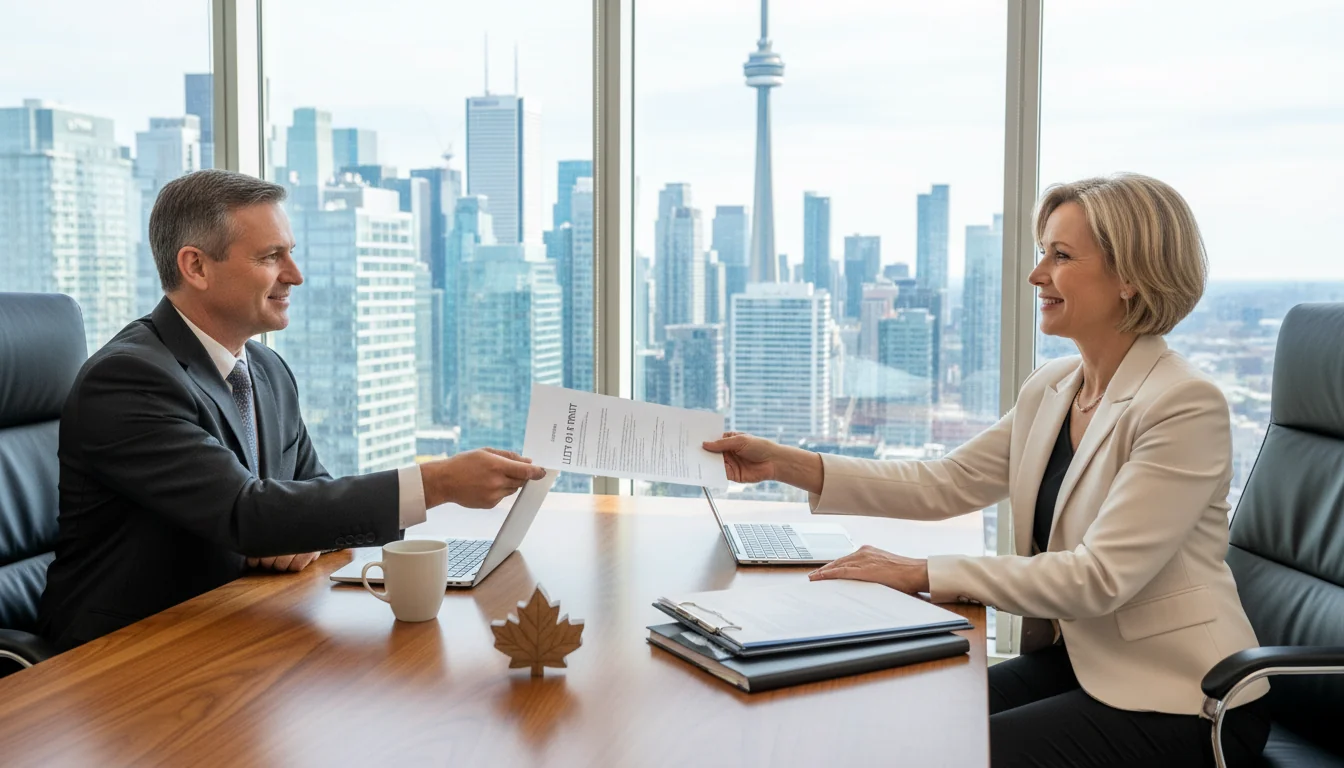 Business professionals signing LOI document