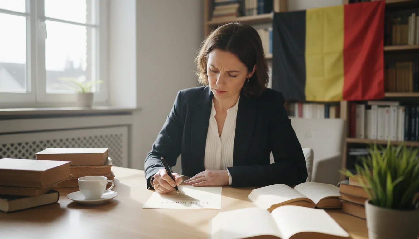Person writing letter at desk
