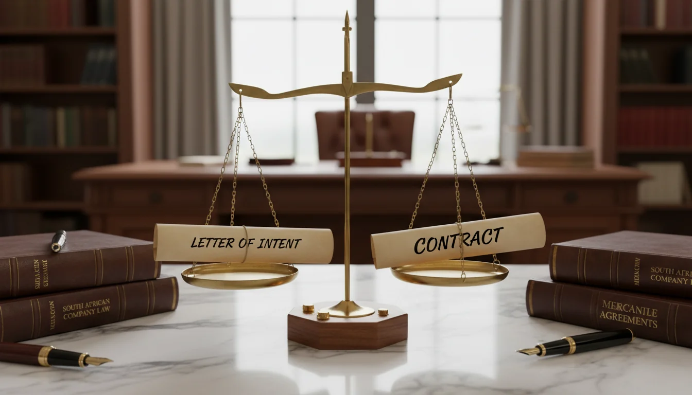 Balance scale comparing LOI and contract