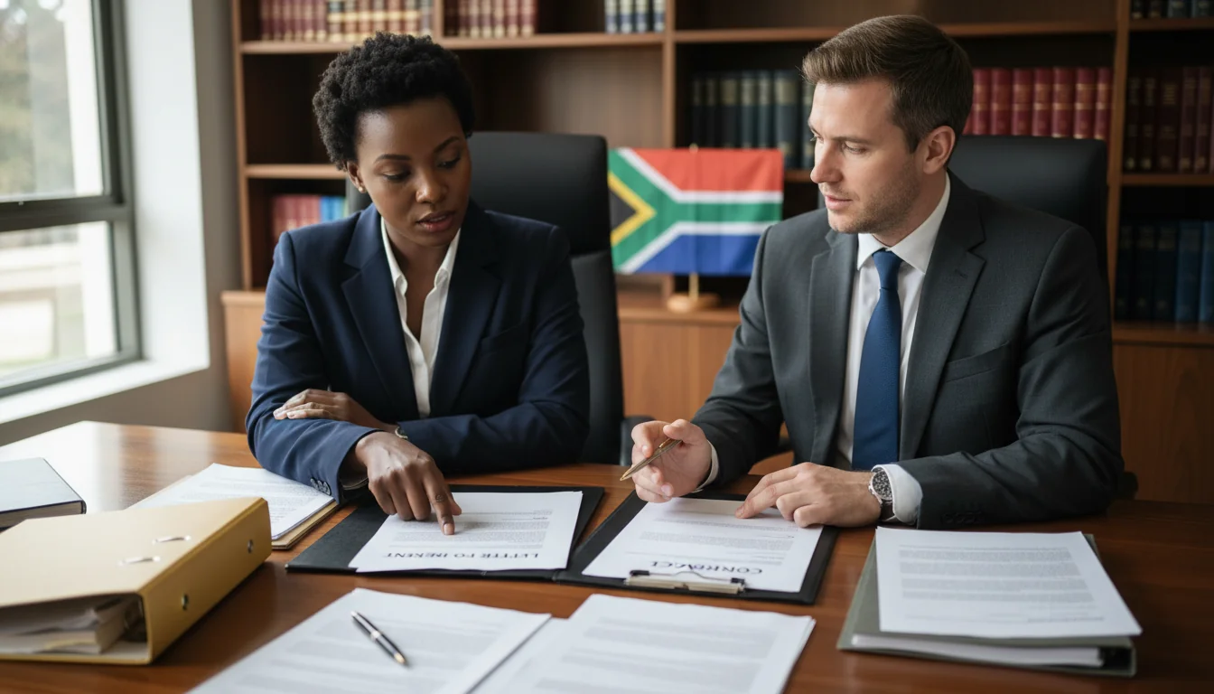 Legal professionals discussing document differences