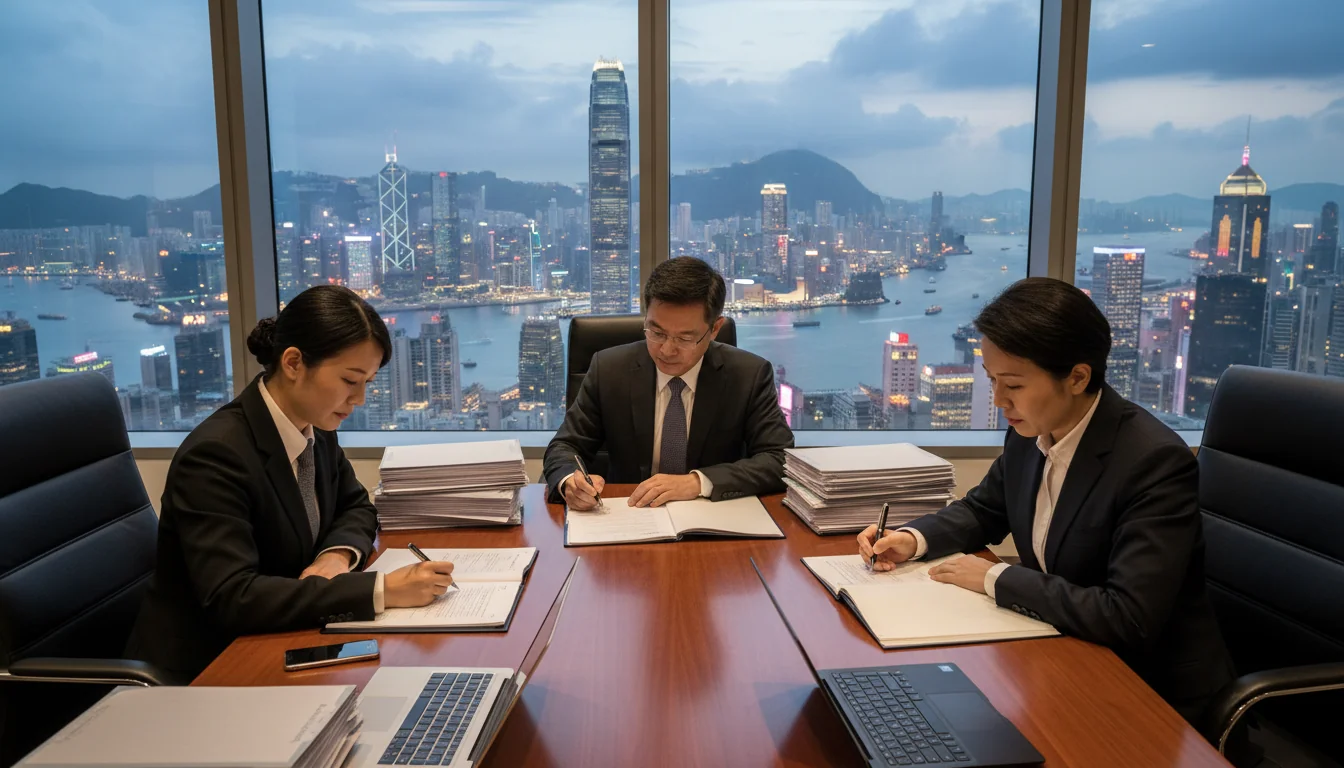 Signing memorandum in boardroom