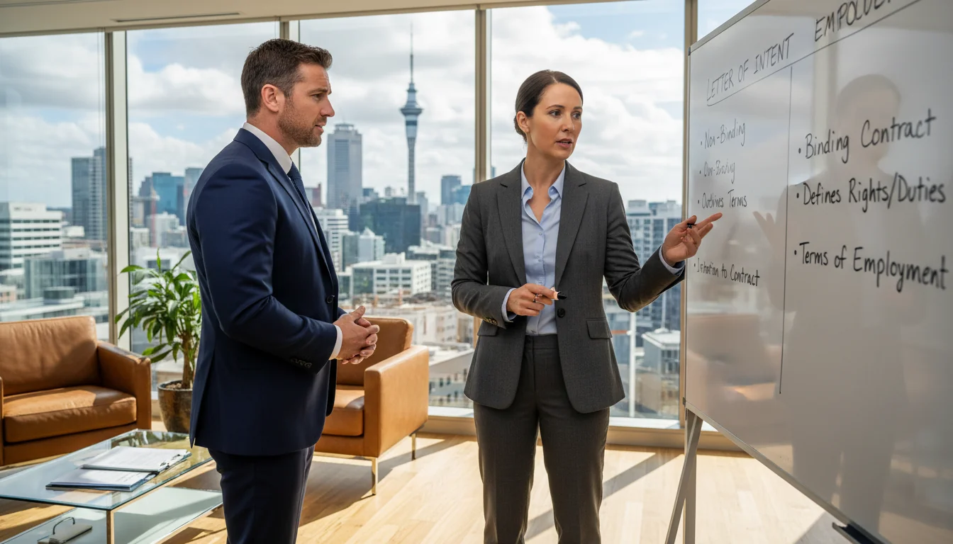 Adult lawyer explaining contract differences