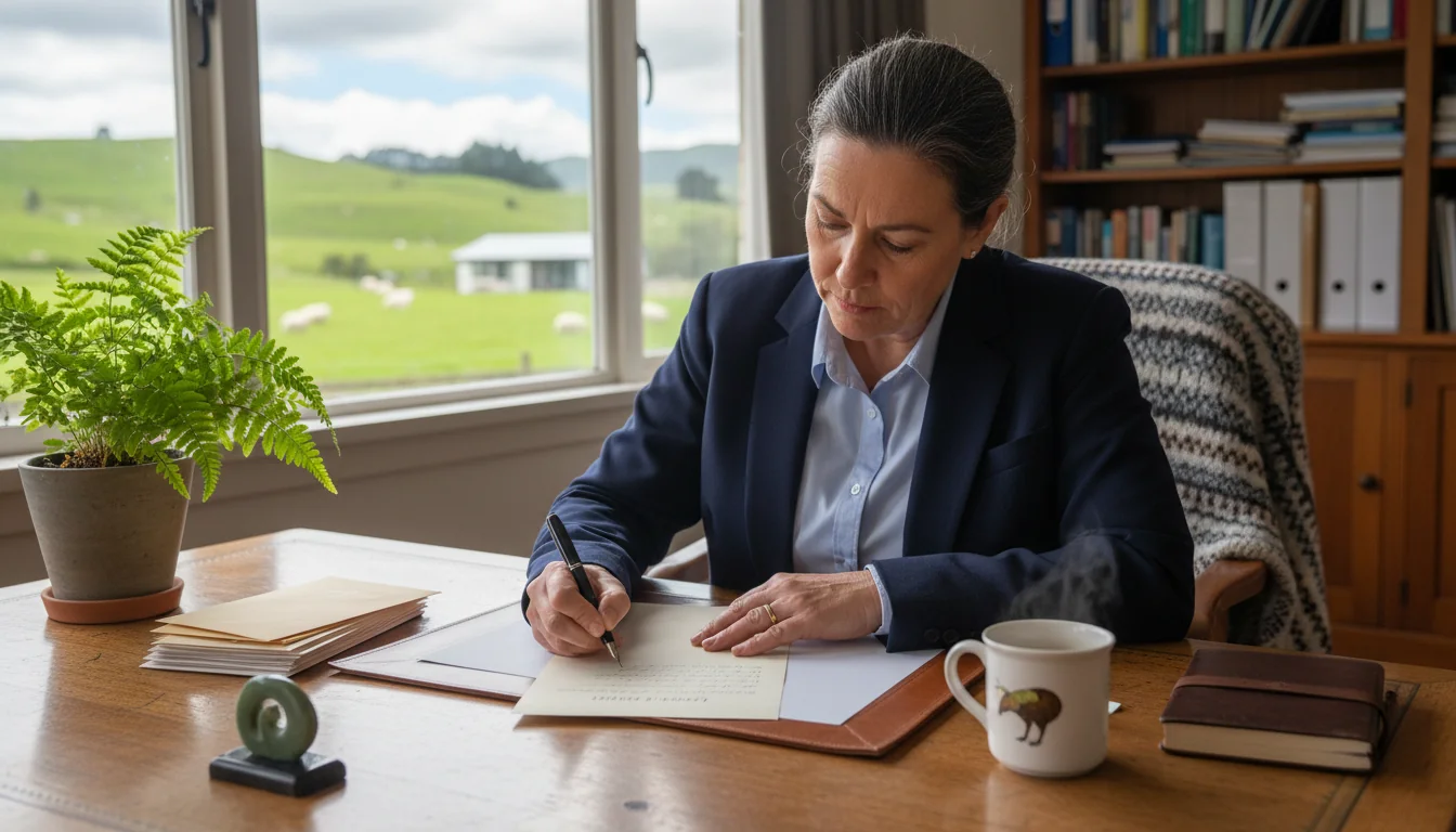 Person writing a formal letter