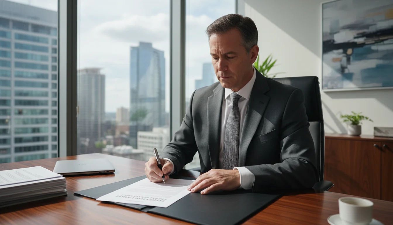 Professional signing real estate contract