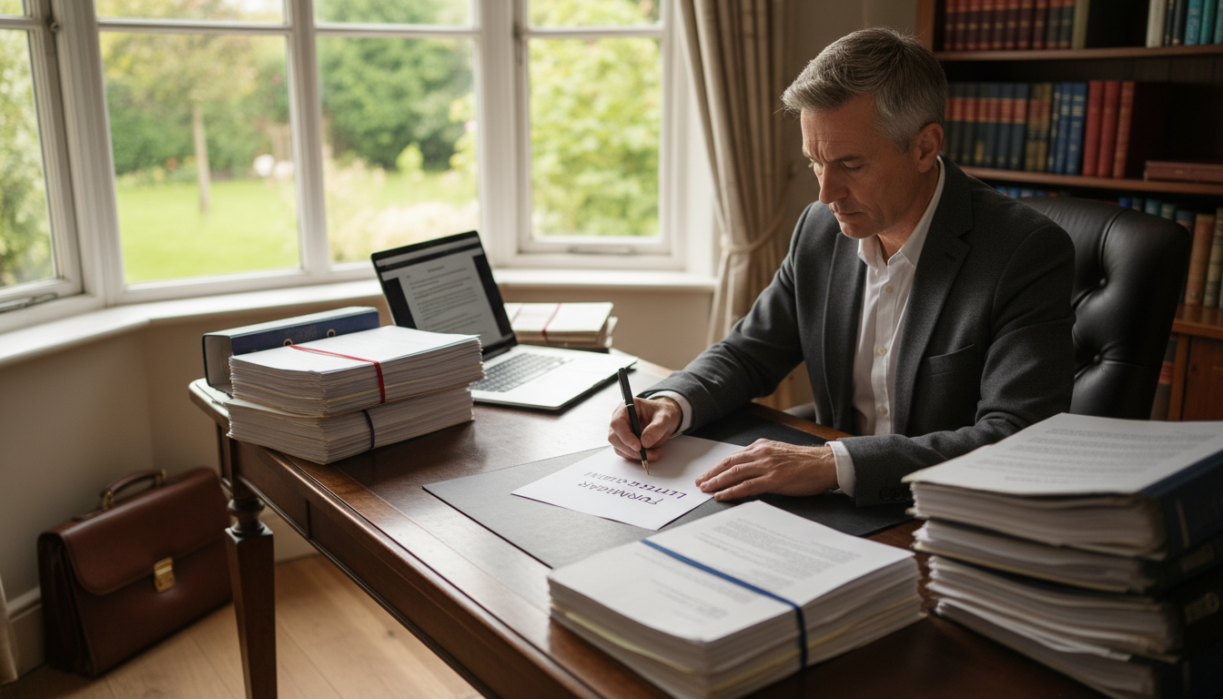 Person writing a formal letter