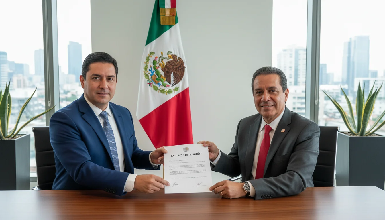 Business professionals signing agreement