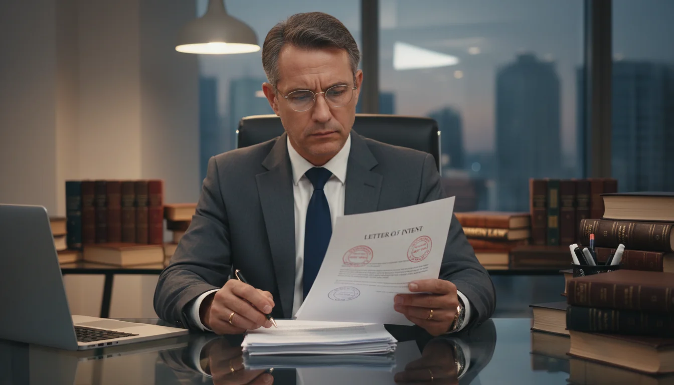 Adult reading UAE legal contract closely