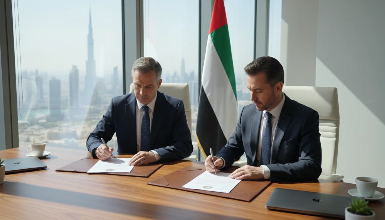 Legal document signing in UAE office