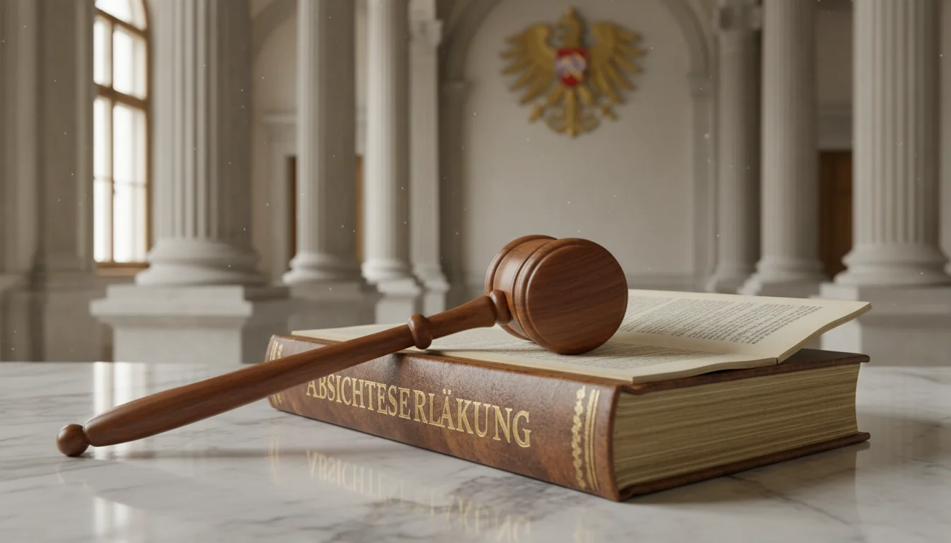 Gavel and Austrian courthouse exterior