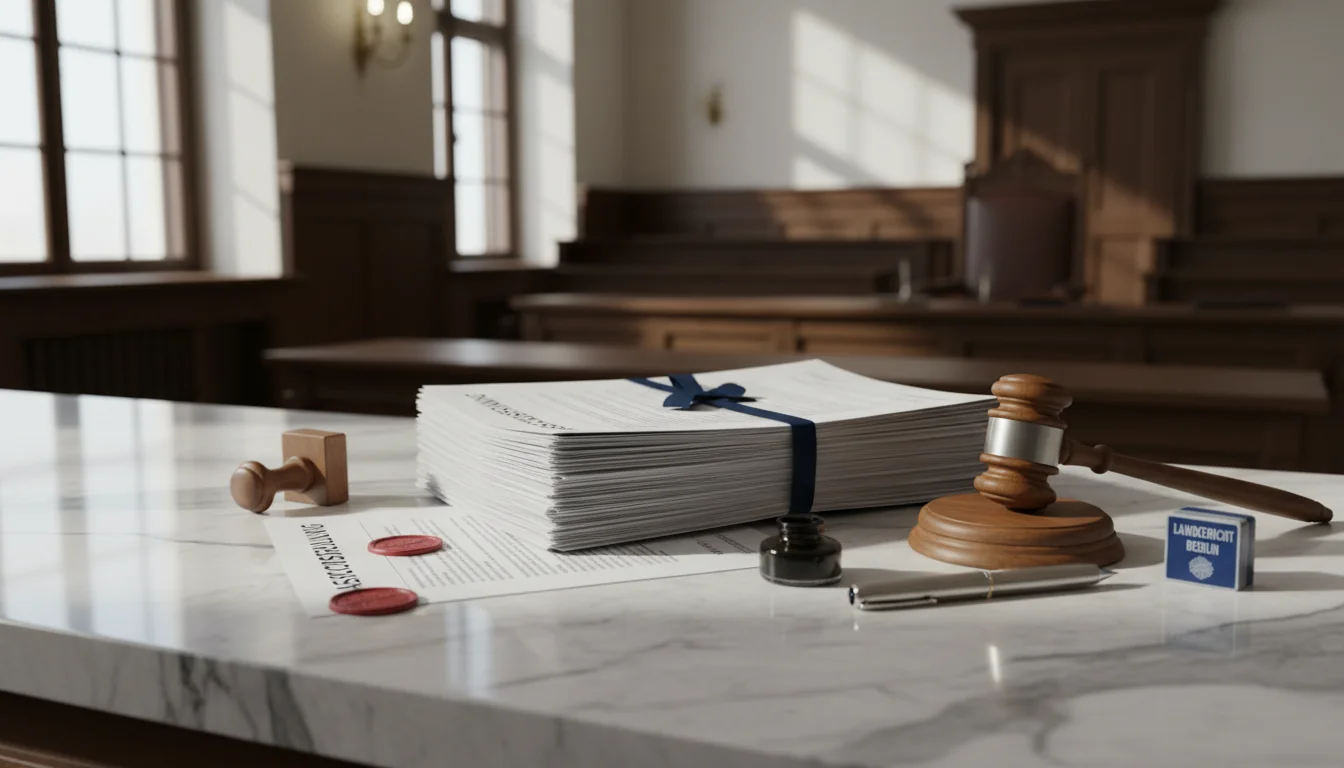 Stack of German legal contracts