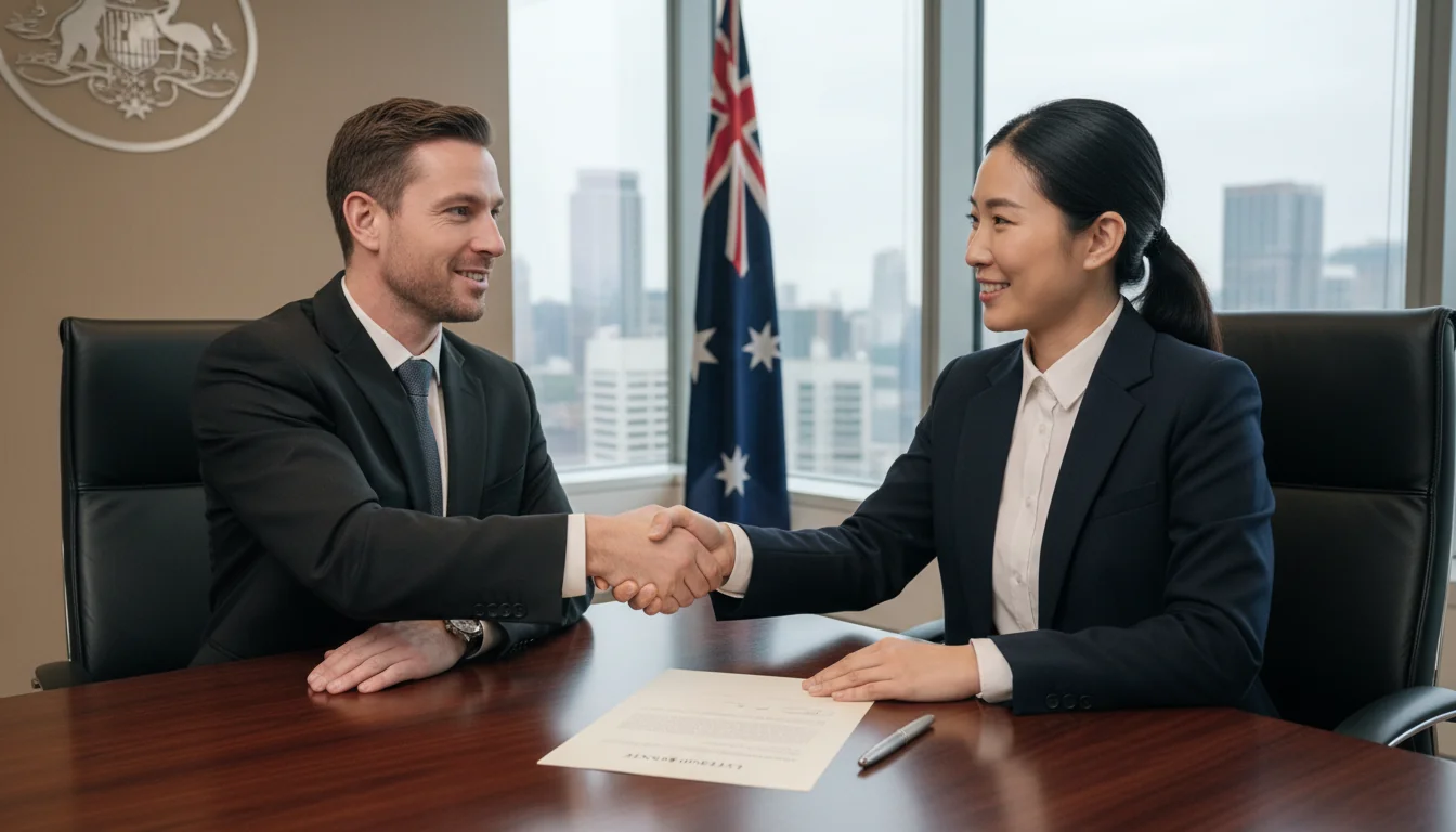 Business professionals signing LOI agreement