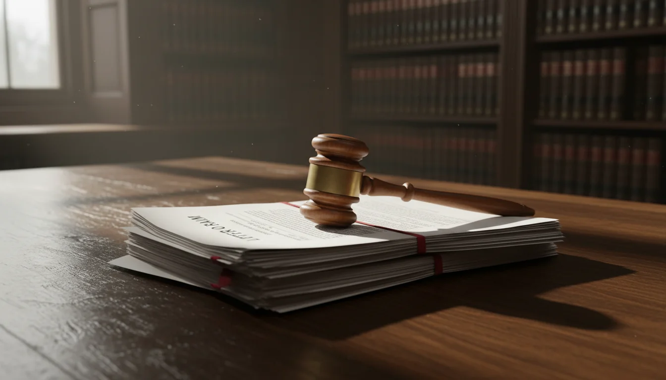 Gavel and legal documents stack