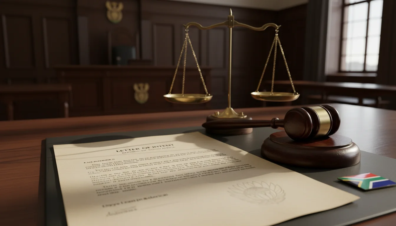 LOI document with gavel and scales