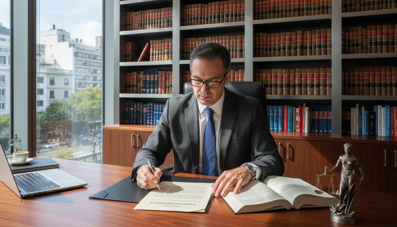 Argentine lawyer reviewing document