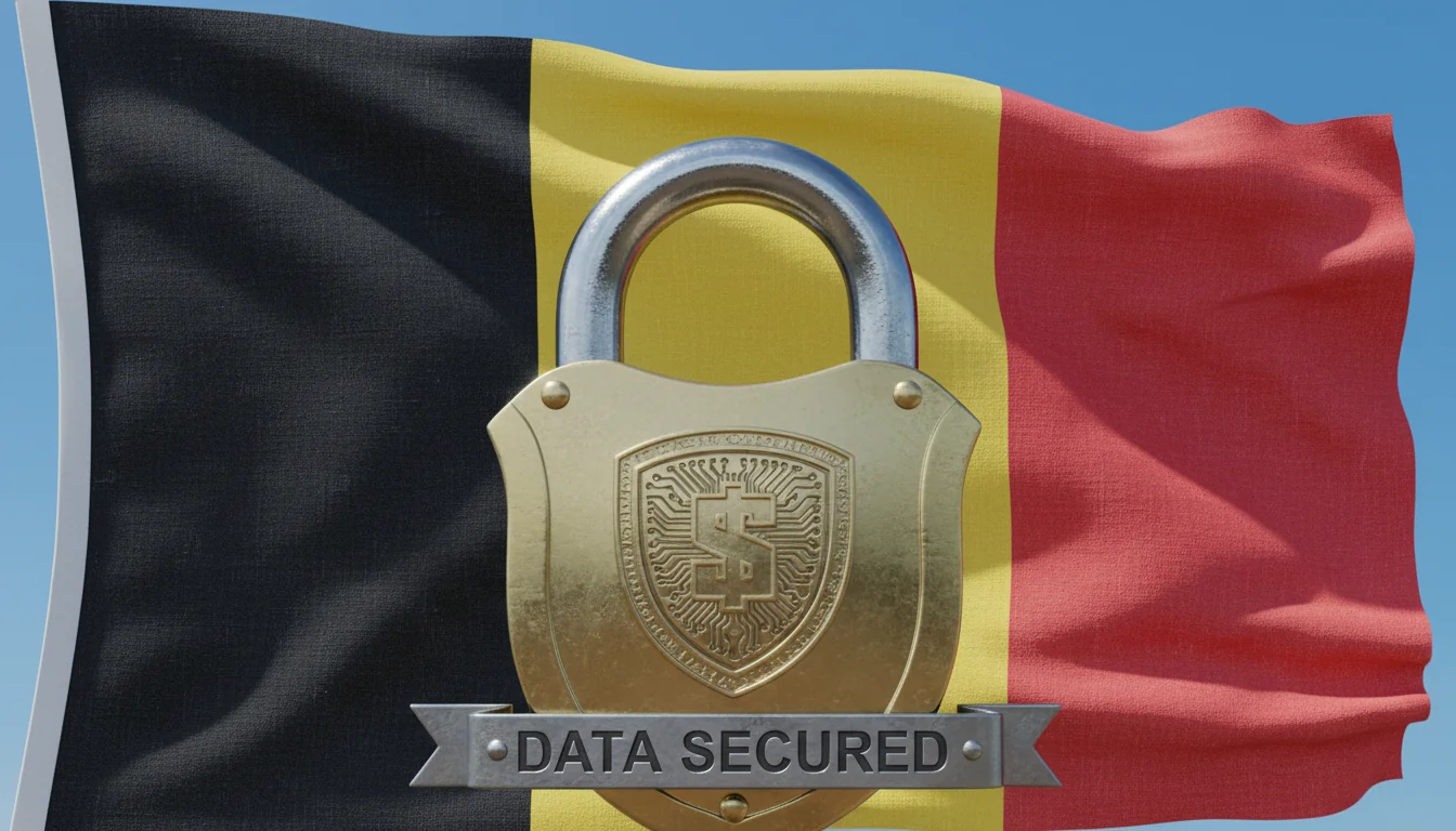 Belgian flag with data lock icon