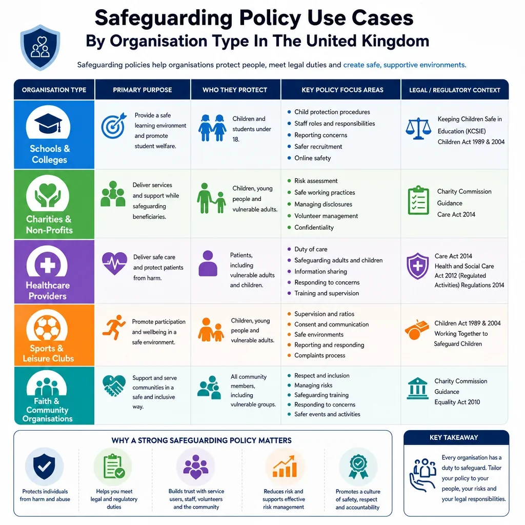 Safeguarding Policy Use Cases by Organisation Type