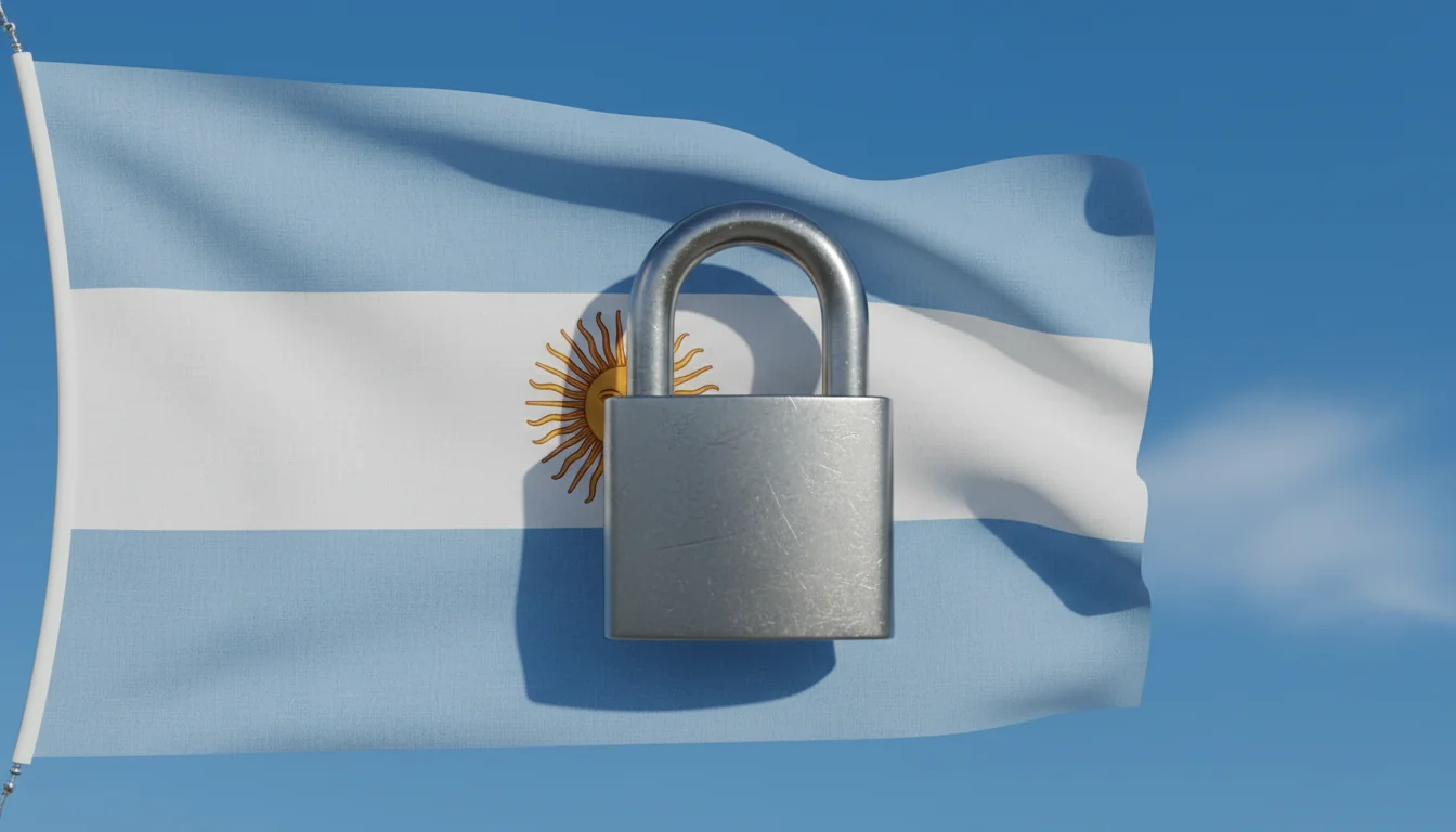 Argentine flag with data lock icon