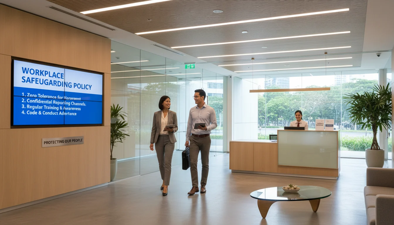 Secure workplace environment with policy signage