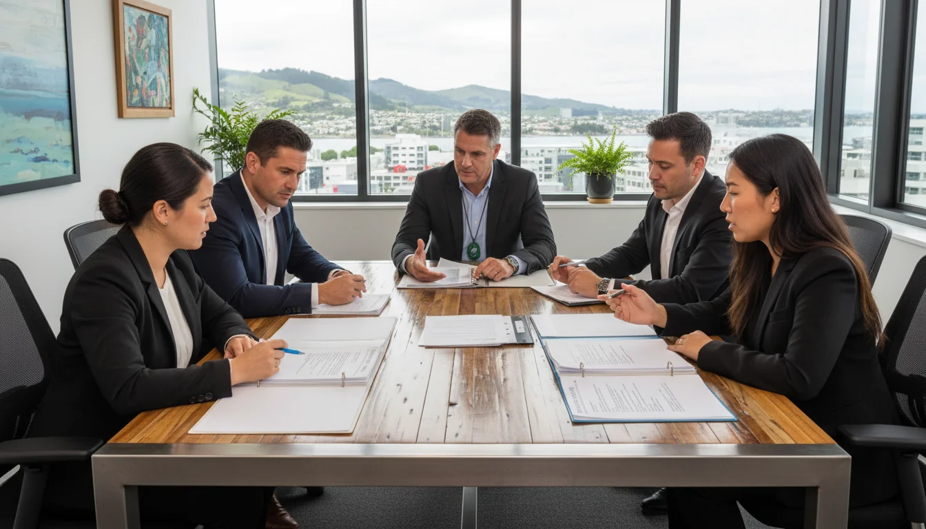 Diverse professionals in workplace meeting