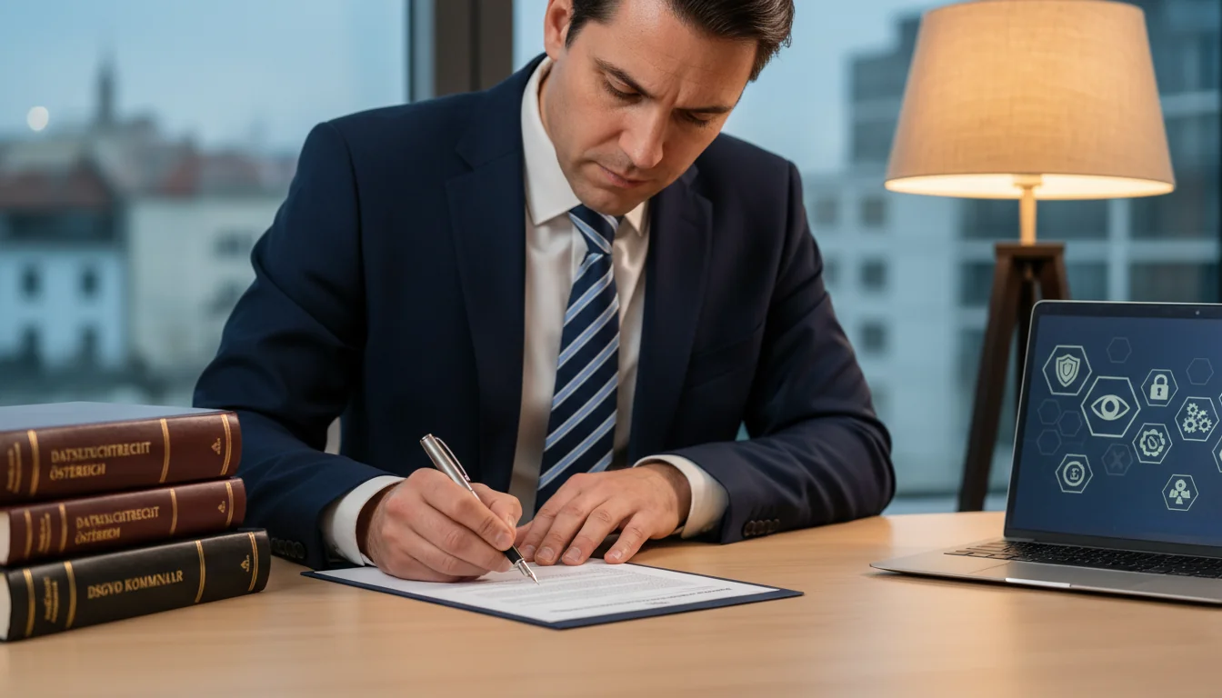 Person signing data protection contract