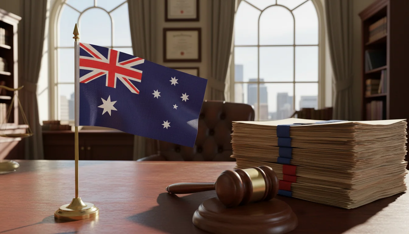 Australian flag with legal documents