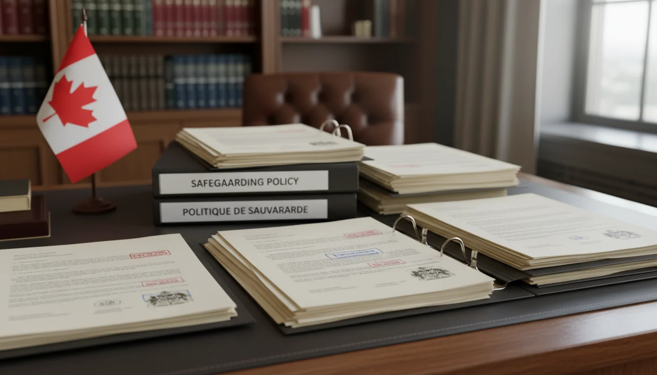 Canadian legal documents on desk