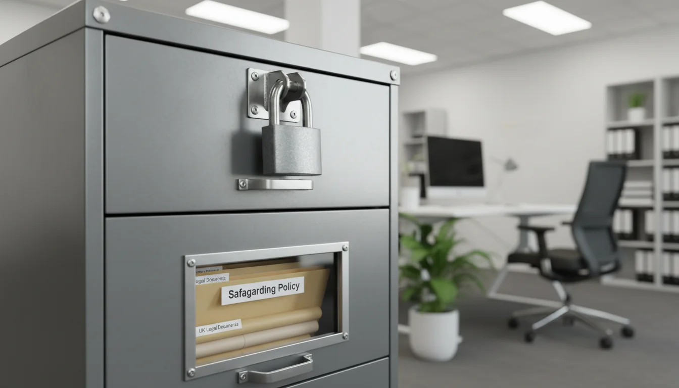 Secure filing cabinet with legal documents