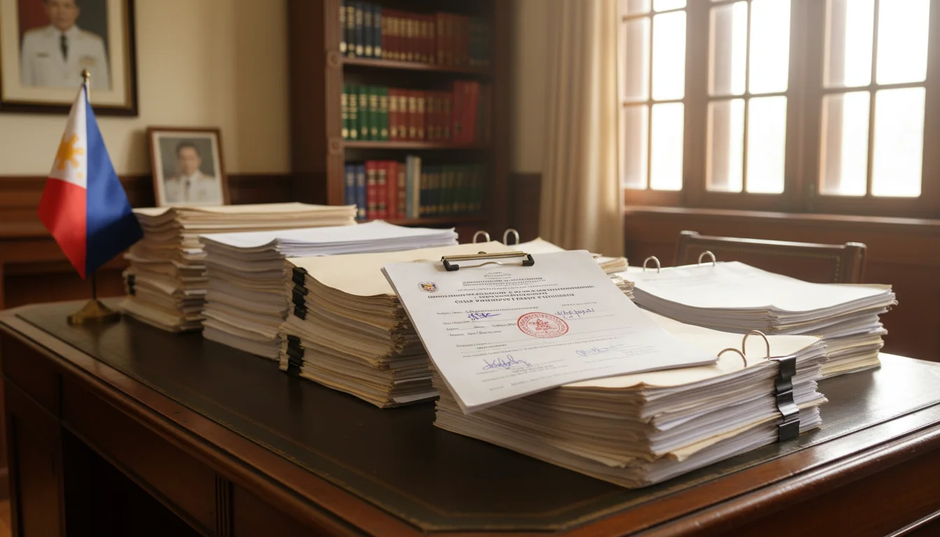 Legal documents on Philippine desk