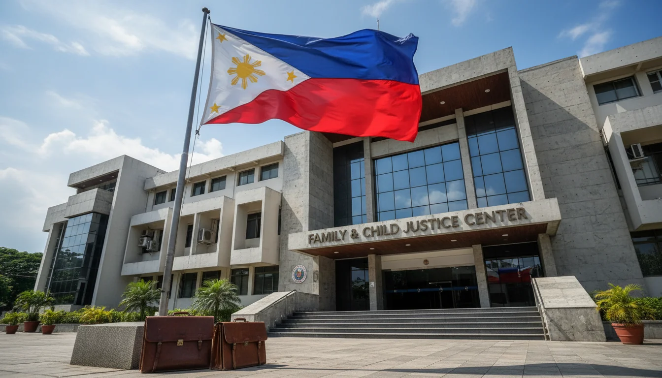 Philippine flag with courthouse