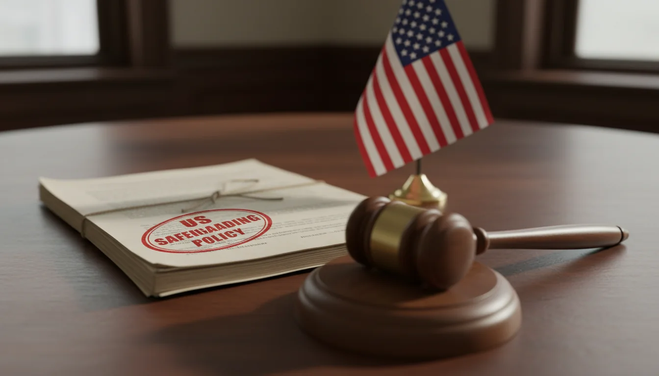 Gavel and American flag with documents