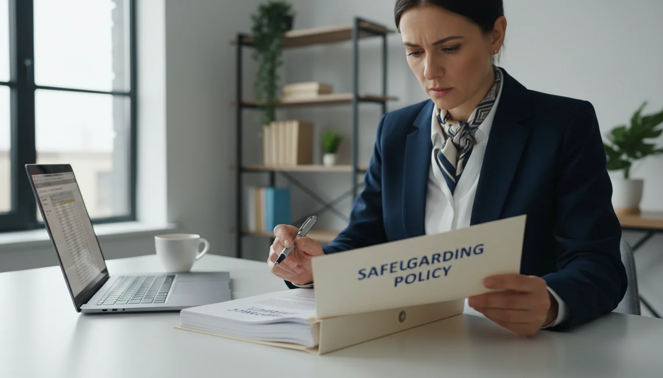 Professional reviewing safeguarding policy