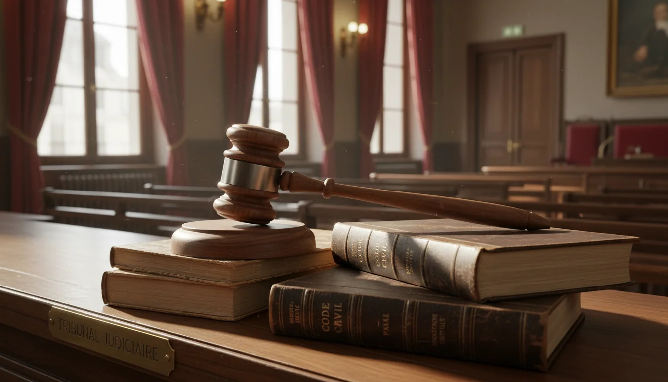 Gavel on French law books