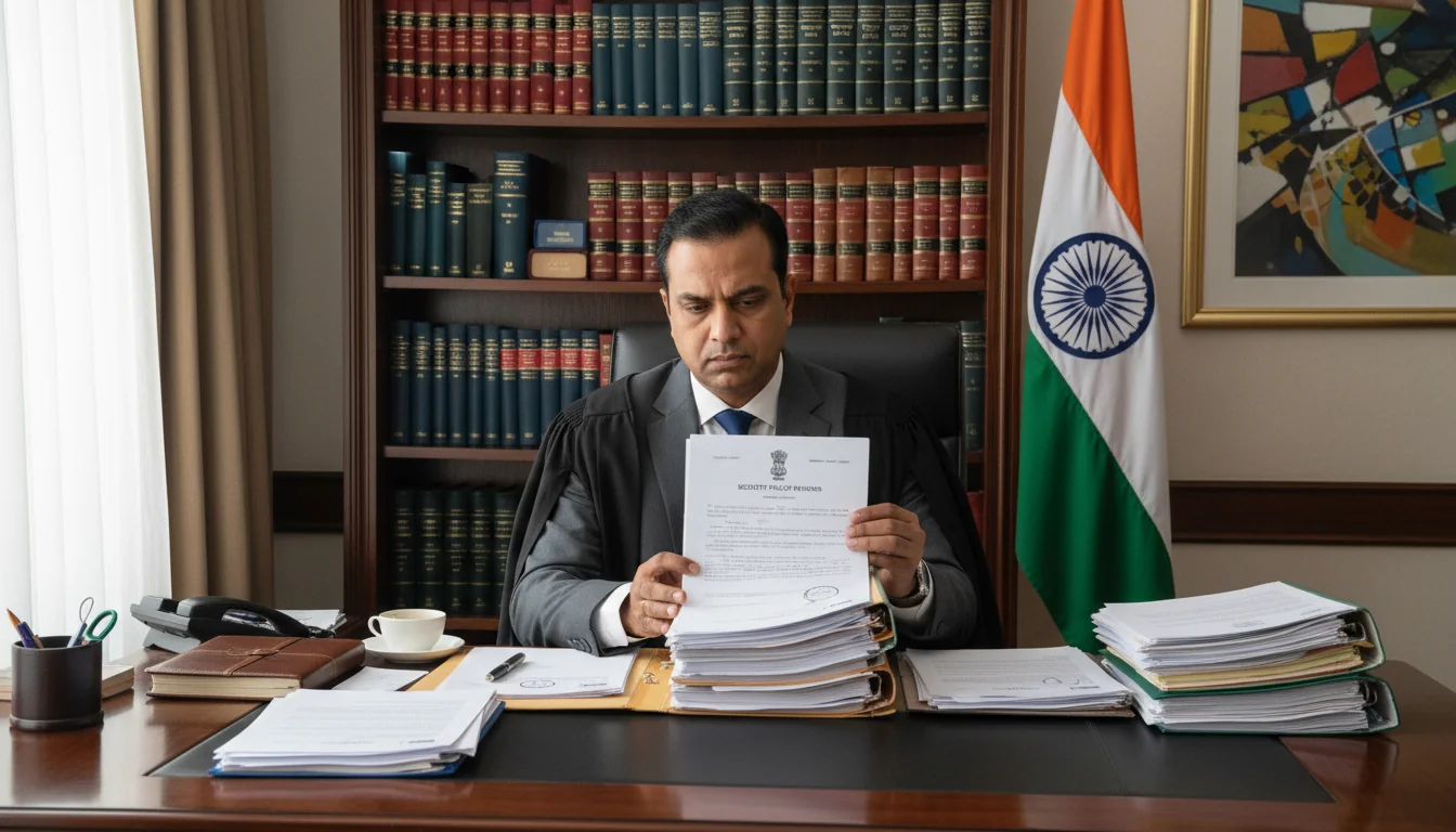 Indian lawyer reviewing legal documents