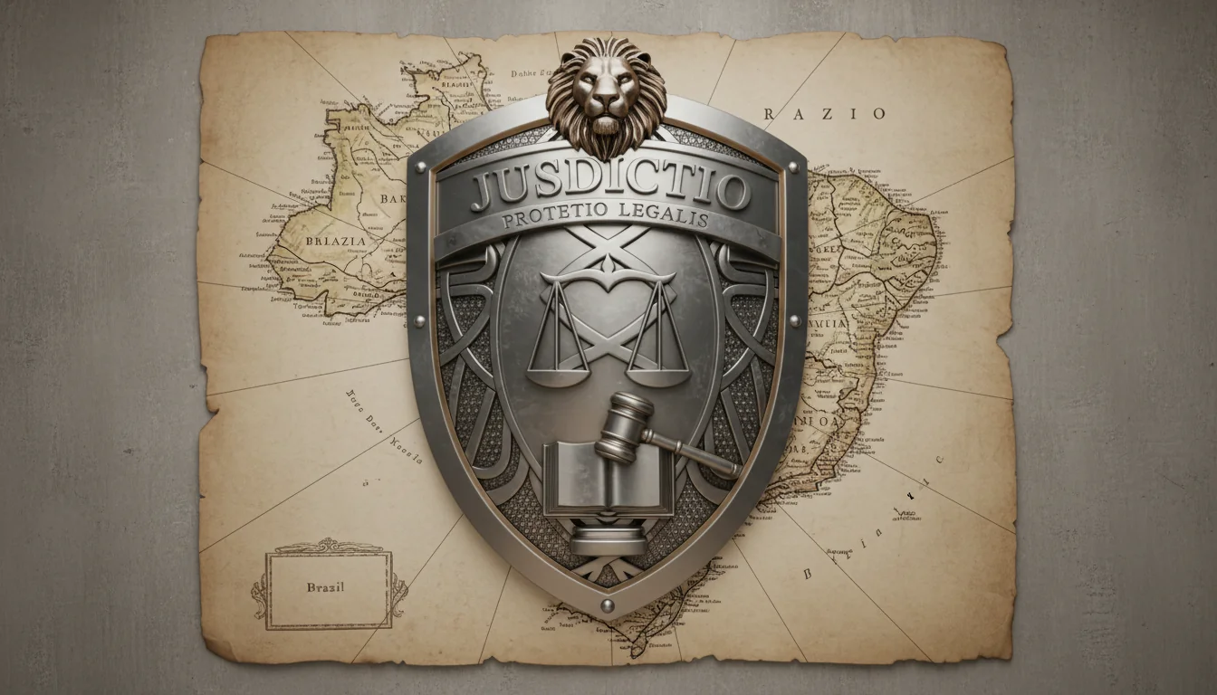 Shield icon over Brazil map